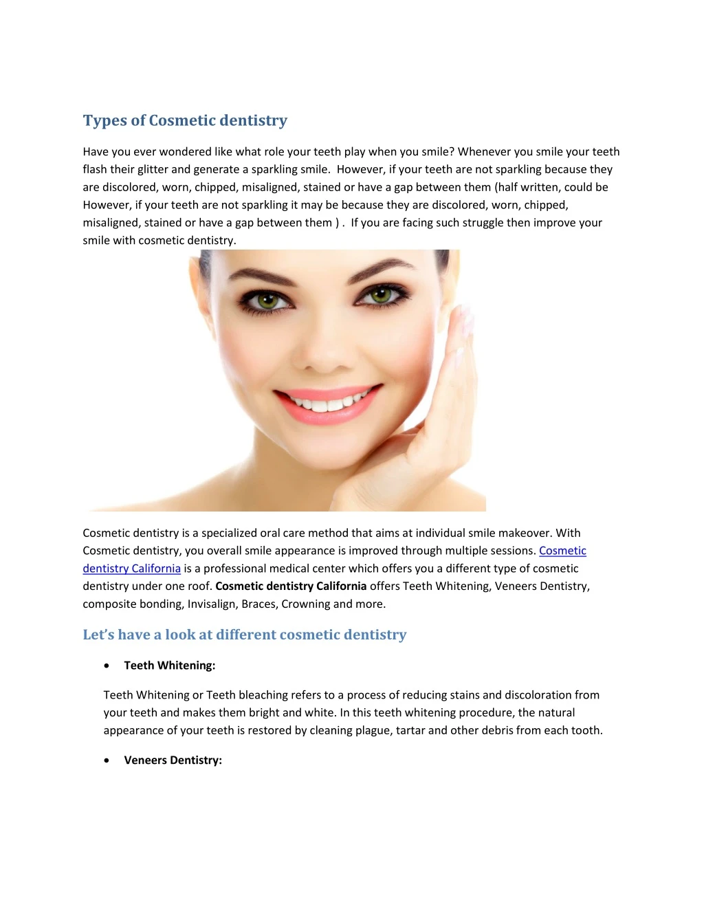 types of cosmetic dentistry