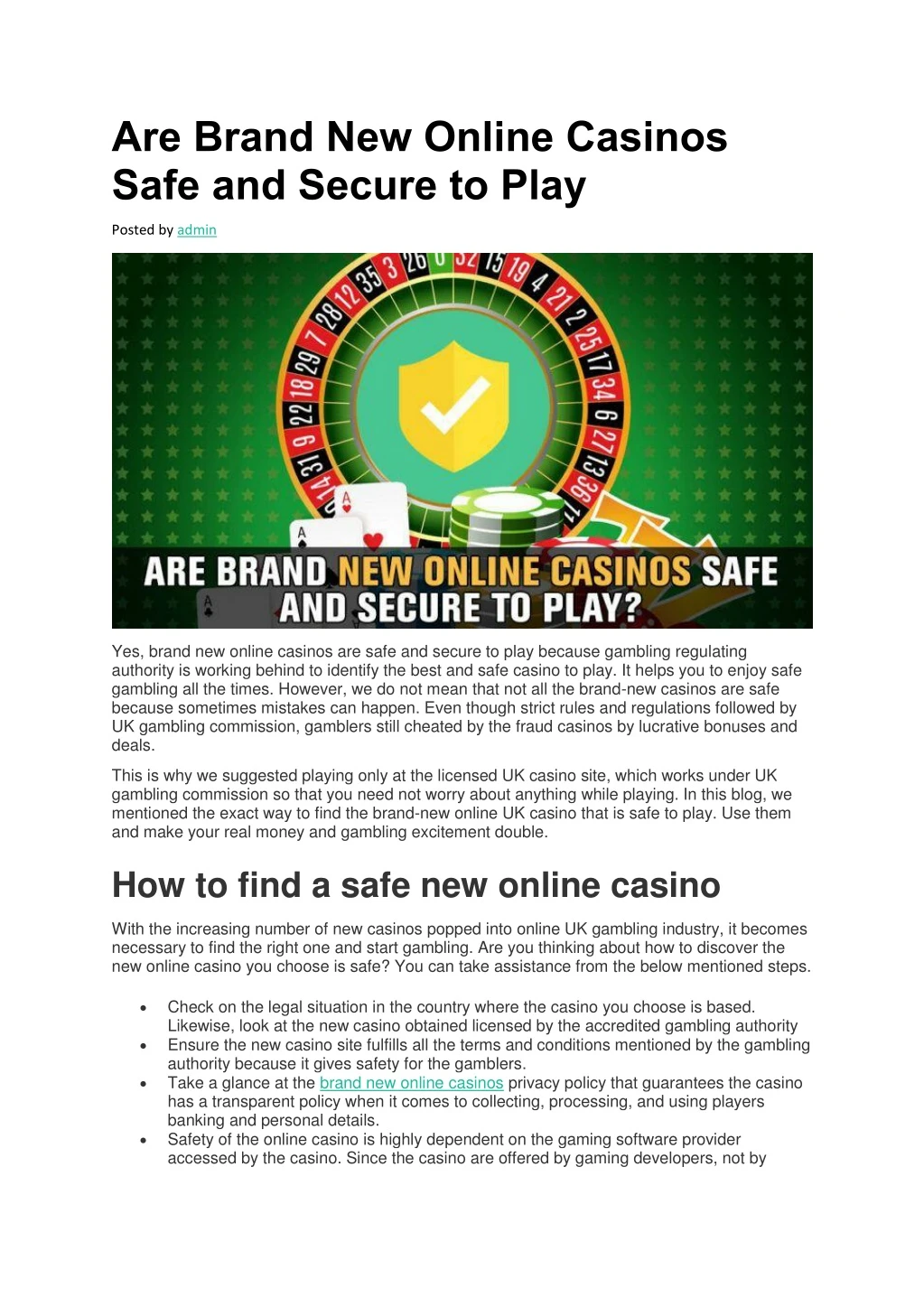 are brand new online casinos safe and secure