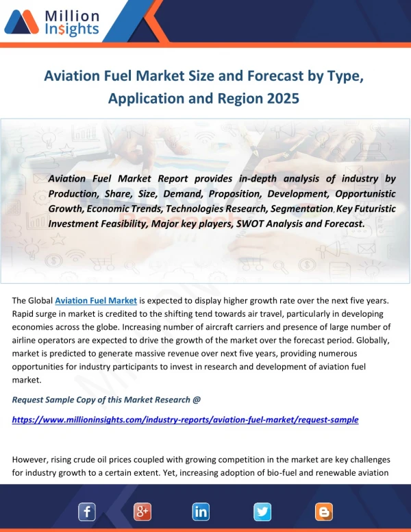 Aviation Fuel Market Size and Forecast by Type, Application and Region 2025