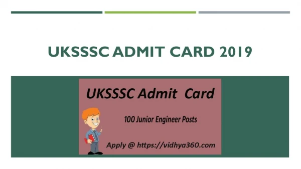 UKSSSC Admit Card 2019 | Download Uttarakhand SSC JE Hall Ticket