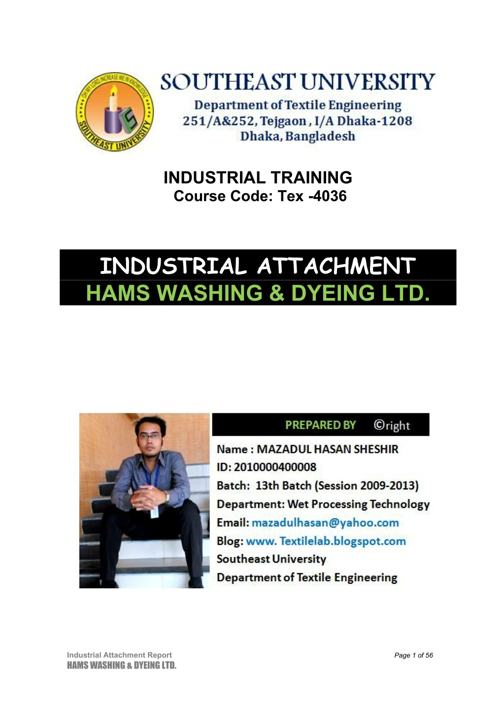 industrial training course code tex 4036