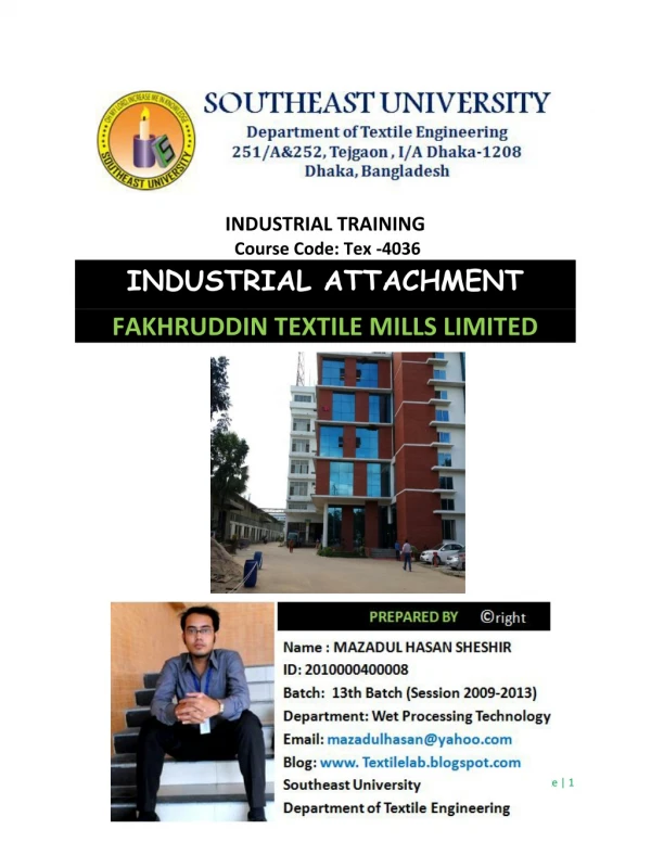 Industrial attachment of fakhruddin textile mills limited