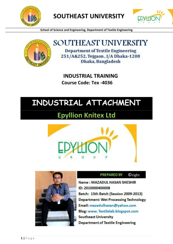 Industrial attachment of epyllion knitex ltd