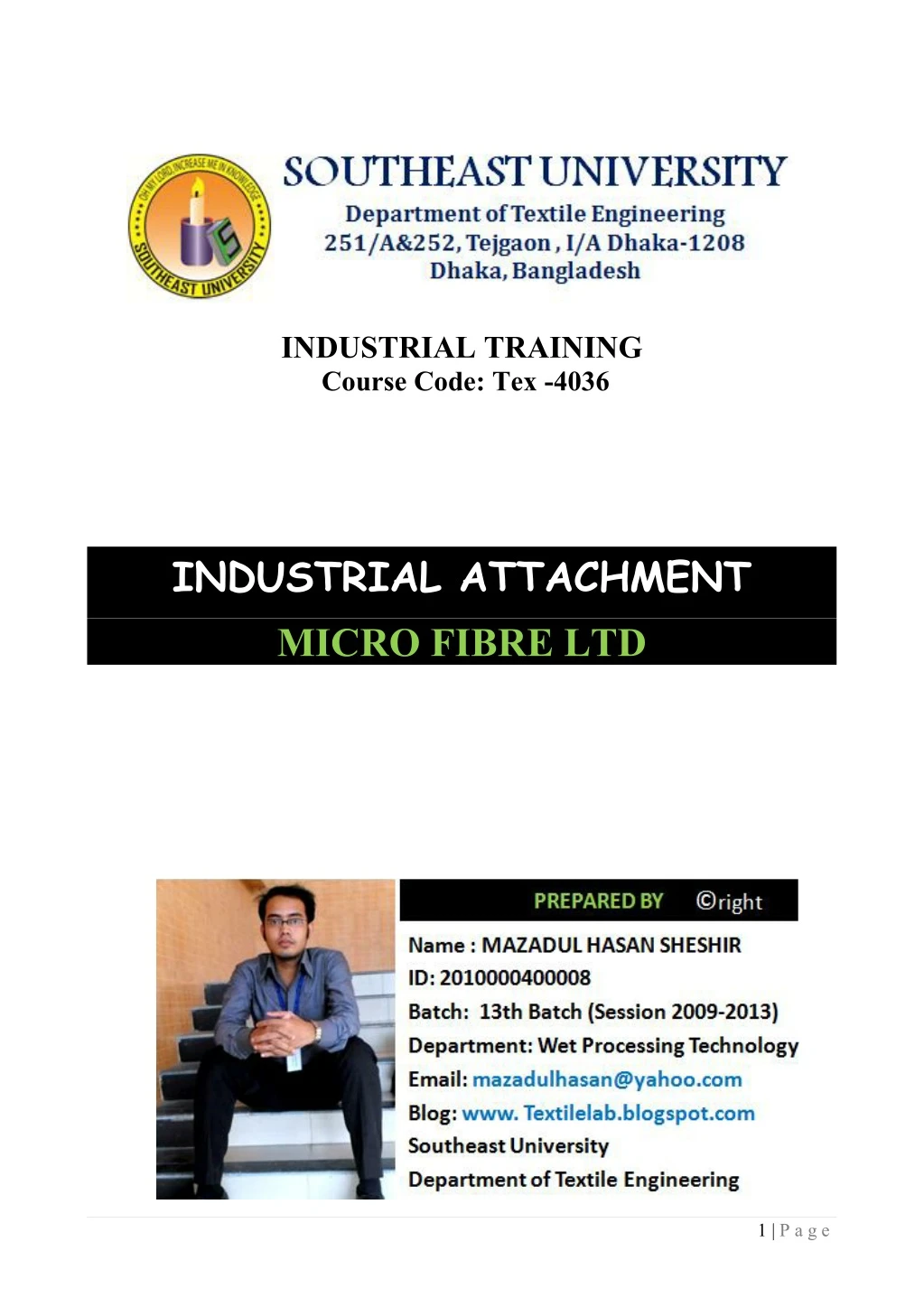 industrial training course code tex 4036