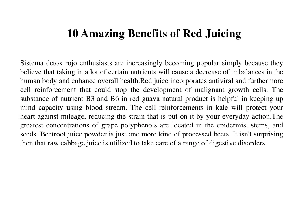 10 amazing benefits of red juicing