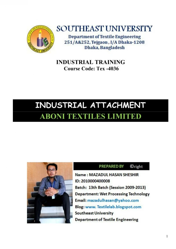 Industrial Attachment of aboni textiles ltd