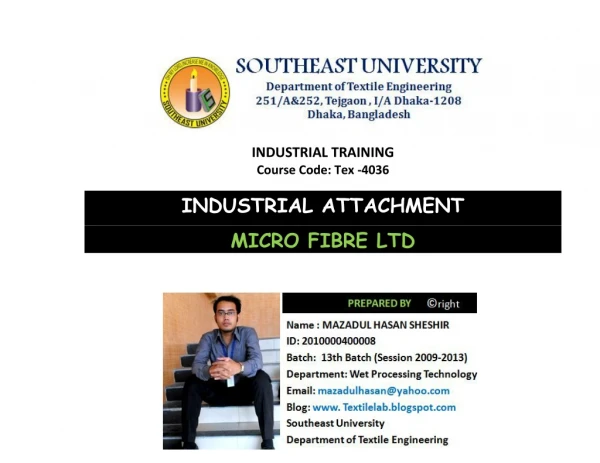 industrial training course code tex 4036