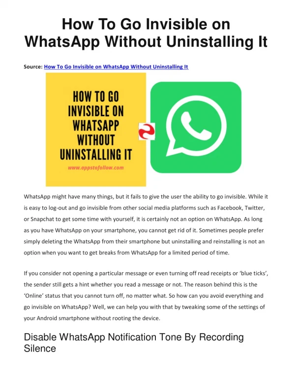 How To Go Invisible on WhatsApp Without Uninstalling It