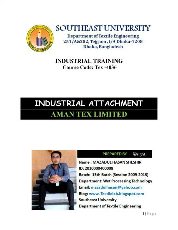 Industrial attachment of aman tex ltd.