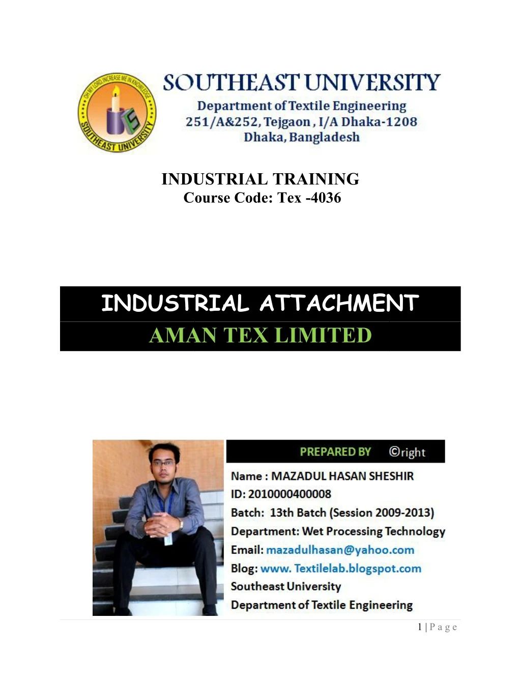 industrial training course code tex 4036 course