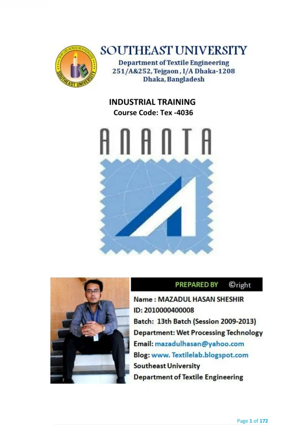 industrial training course code tex 4036