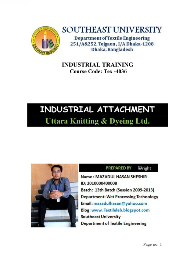 Industrial attachment of uttara knitting & dyeing ltd.