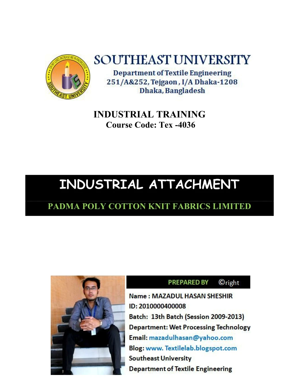 industrial training course code tex 4036