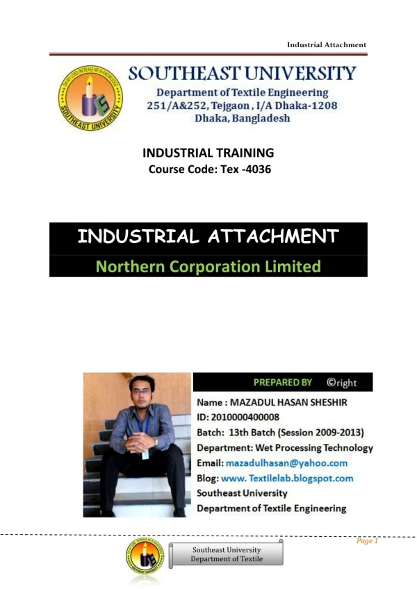Industrial attachment of northern corporation limited