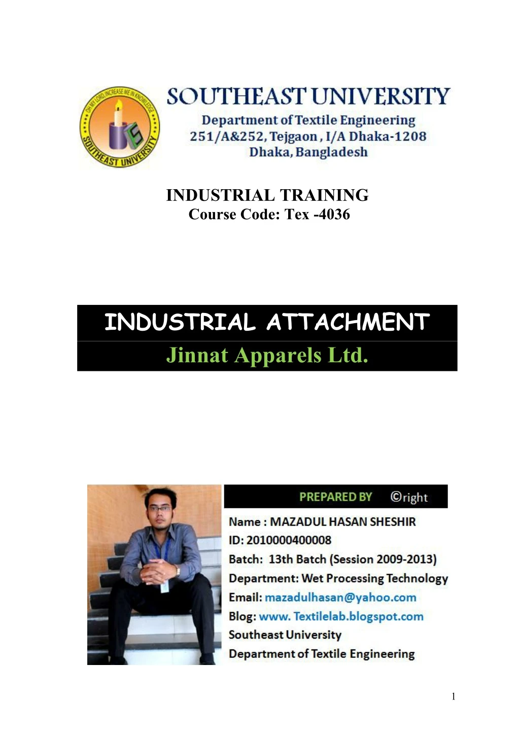 industrial training course code tex 4036