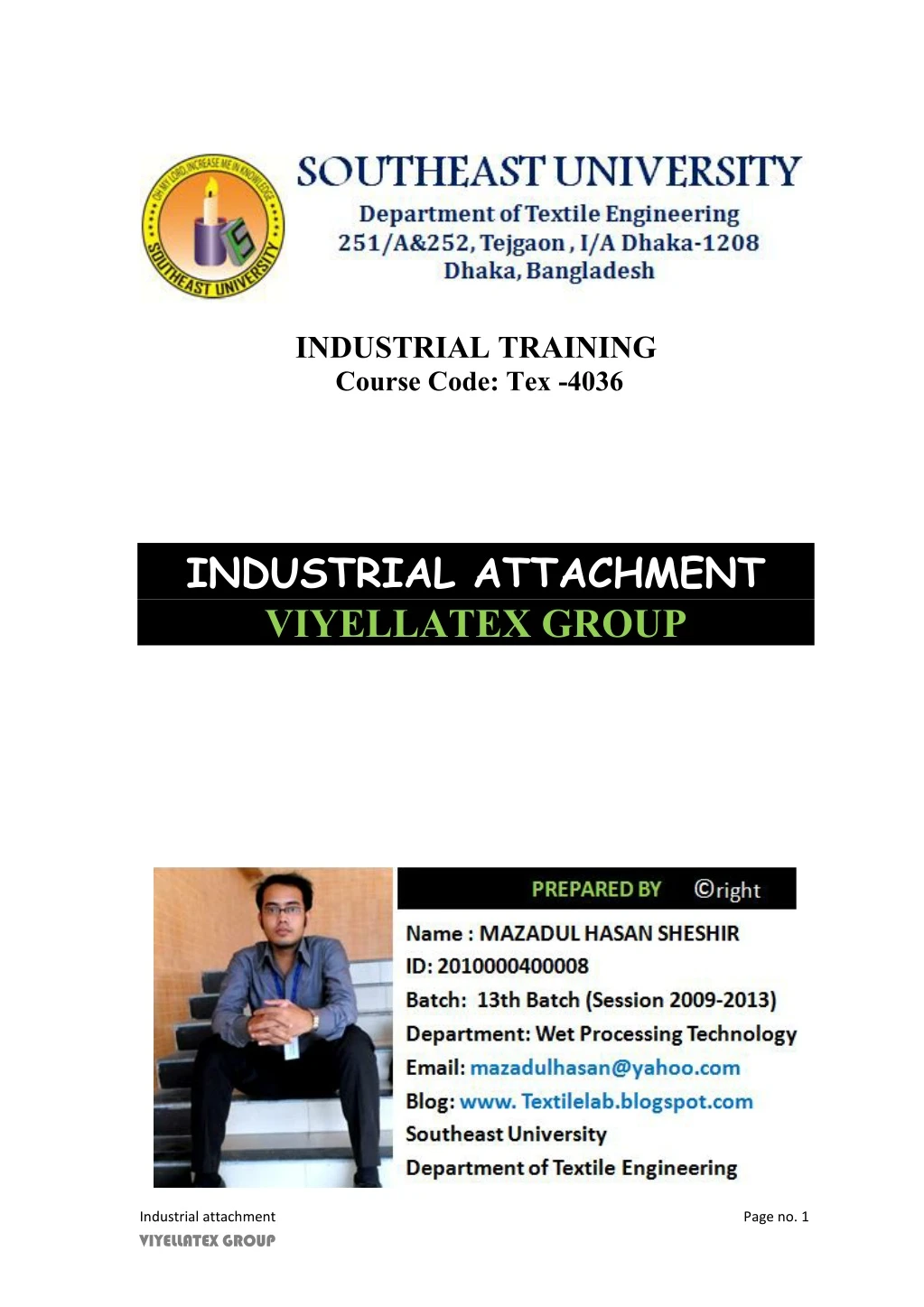 industrial training course code tex 4036