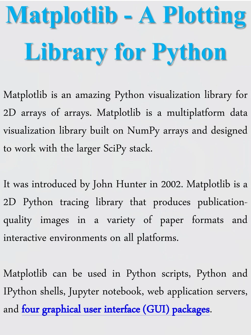 matplotlib a plotting library for python
