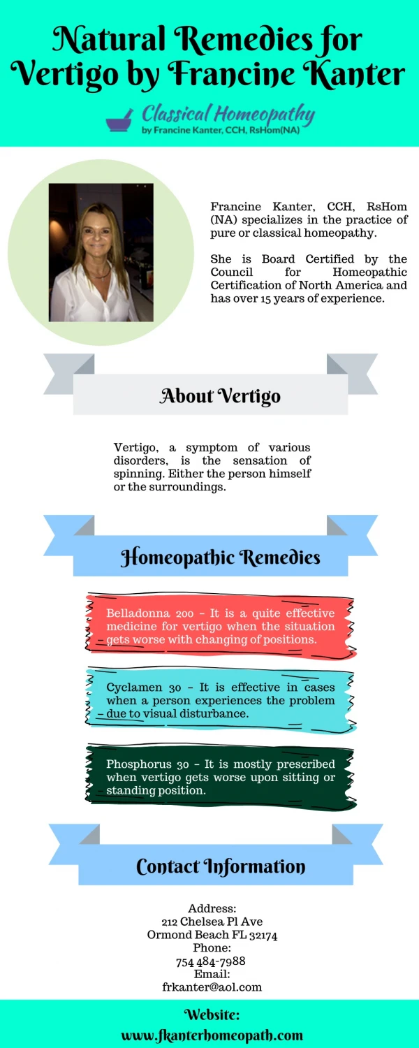 Natural Remedies for Vertigo by Francine Kanter