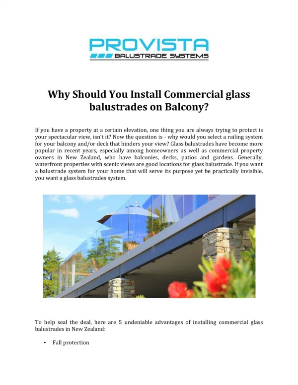 Why Should You Install Commercial glass balustrades on Balcony?