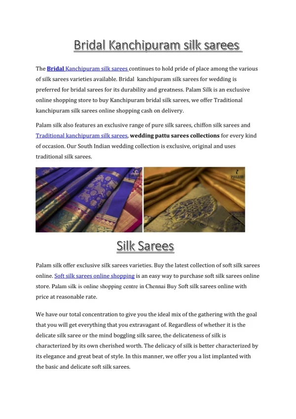 Silk sarees online, Bridal soft soft silk sarees- Palam Silk