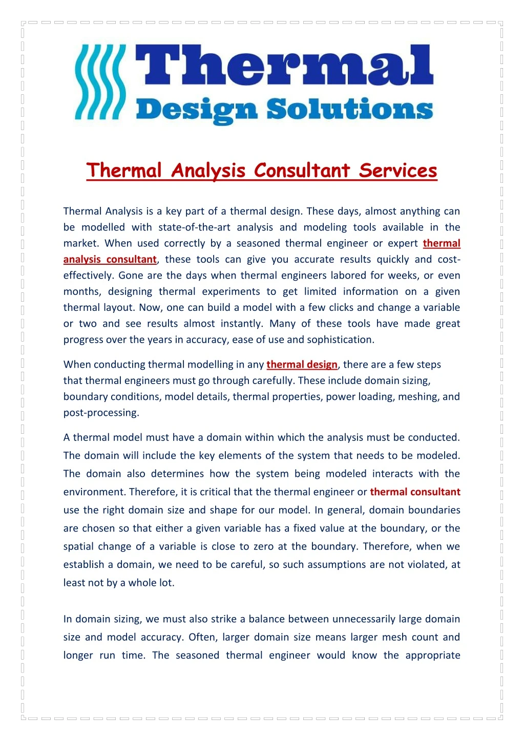 thermal analysis consultant services