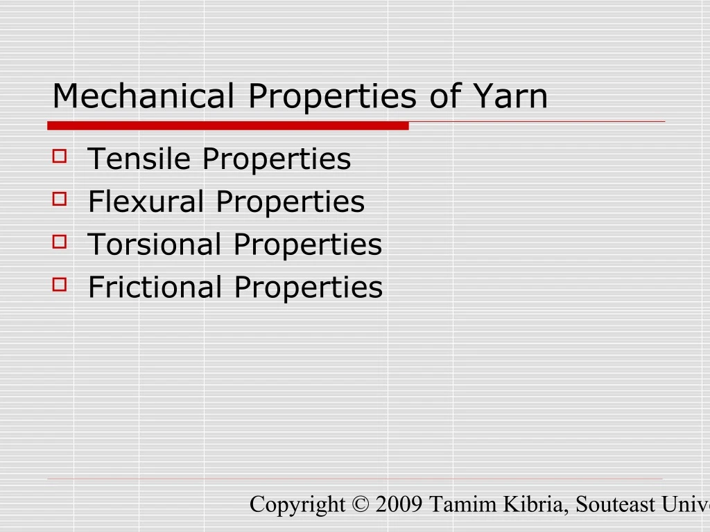 mechanical properties of yarn