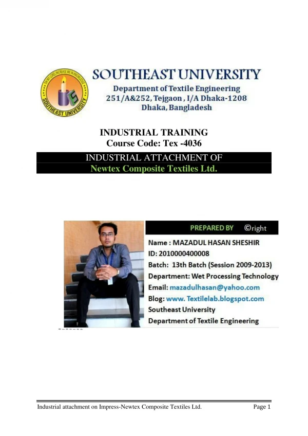 industrial training course code tex 4036