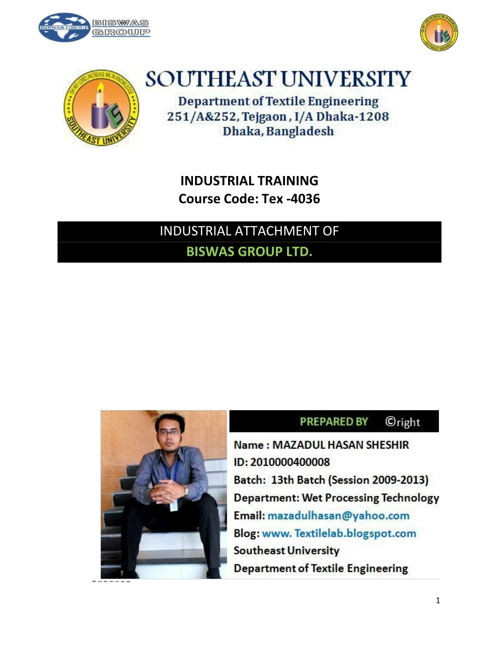 industrial training course code tex 4036
