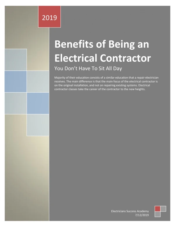 Benefits of Being an Electrical Contractor