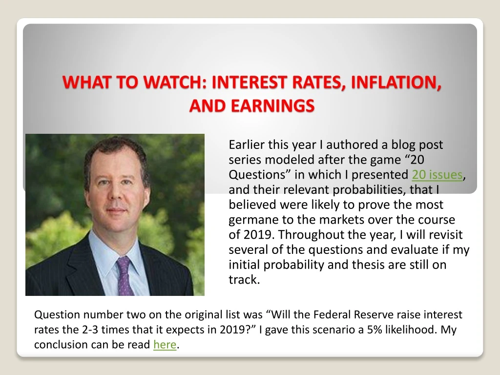 what to watch interest rates inflation and earnings