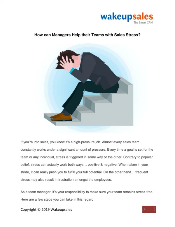 How can Managers Help their Teams with Sales Stress