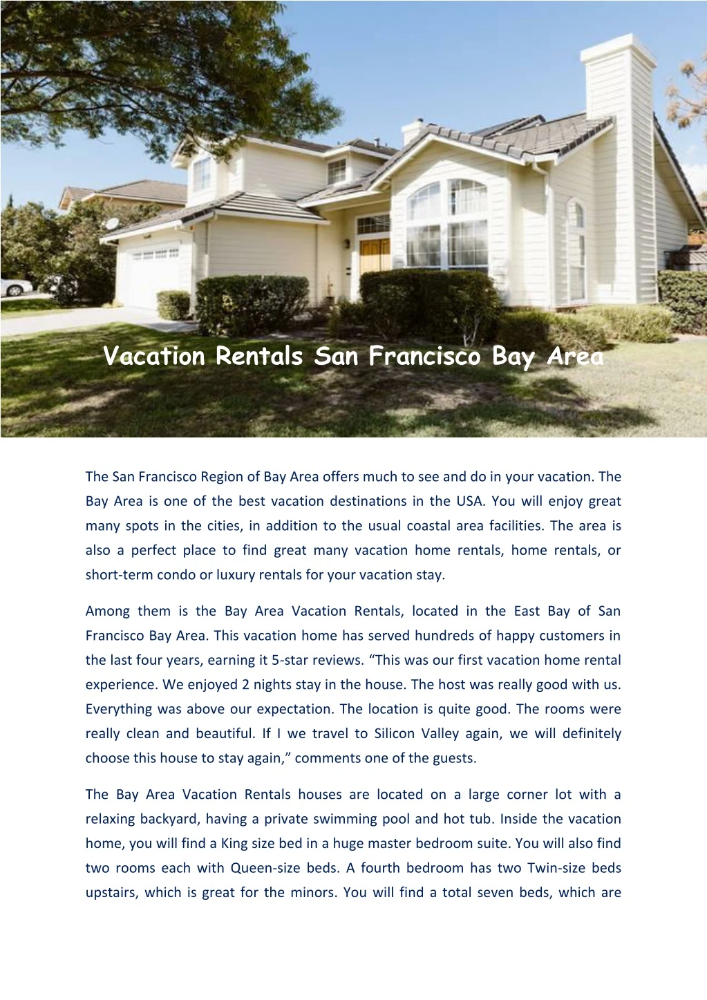 vacation rentals san francisco bay area