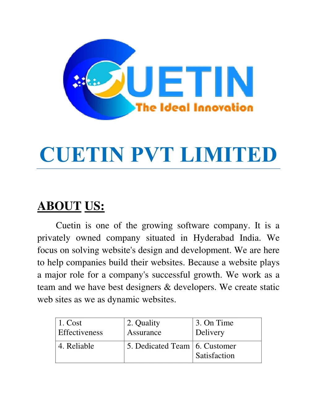 cuetin pvt limited
