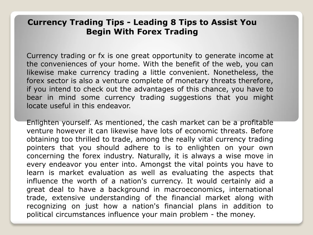 currency trading tips leading 8 tips to assist