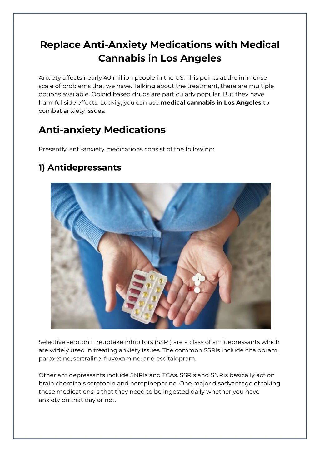 replace anti anxiety medications with medical