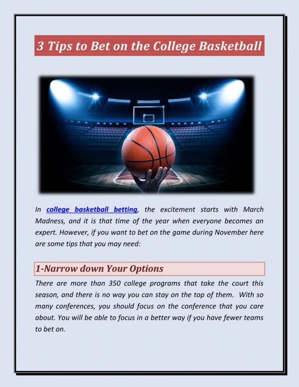 Tips to Bet on the College Basketball