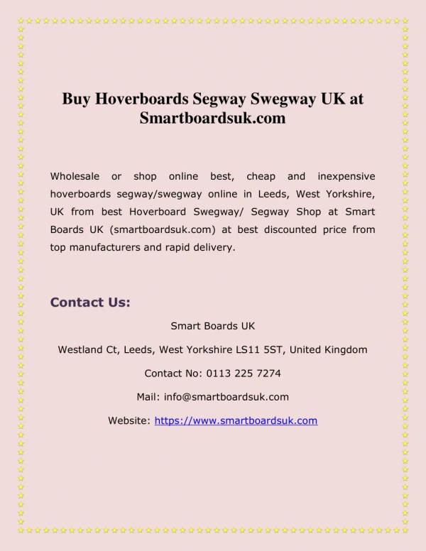 Buy Hoverboards Segway Swegway UK at Smartboardsuk.com