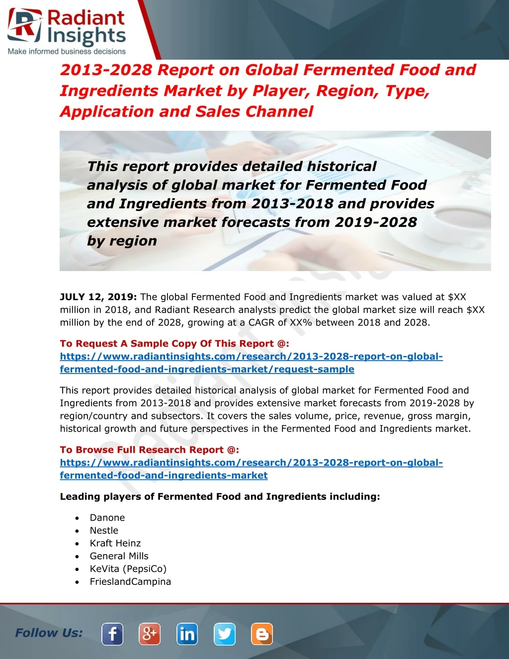2013 2028 report on global fermented food