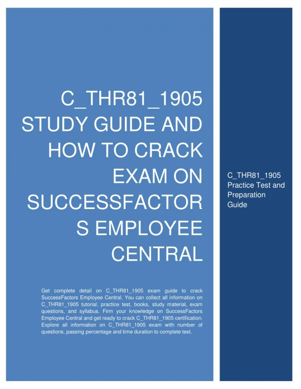 C_THR81_1905 STUDY GUIDE AND HOW TO CRACK EXAM ON SUCCESSFACTORS EMPLOYEE CENTRAL