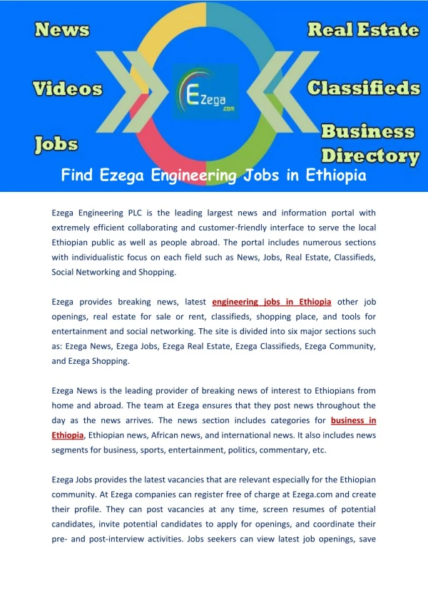 Find Ezega Engineering Jobs in Ethiopia