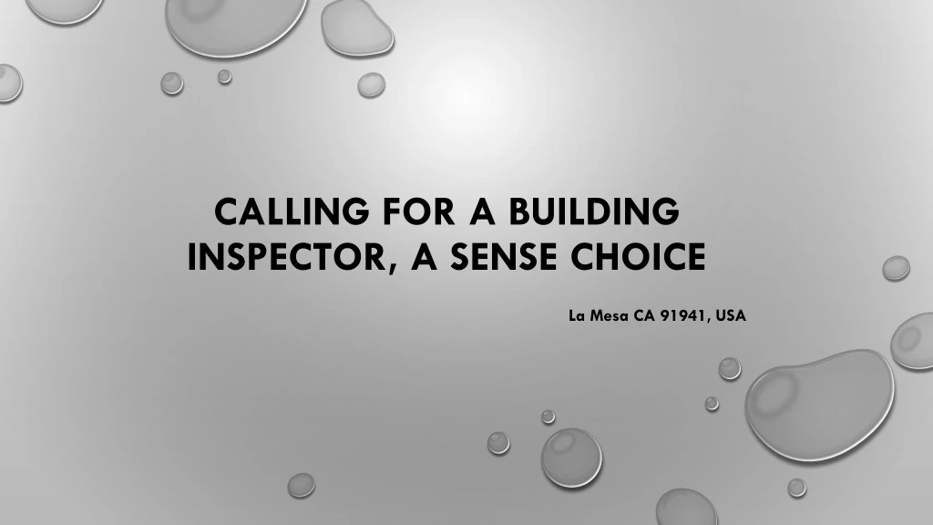 calling for a building inspector a sense choice