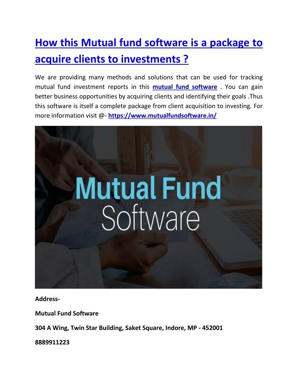 how this mutual fund software is a package