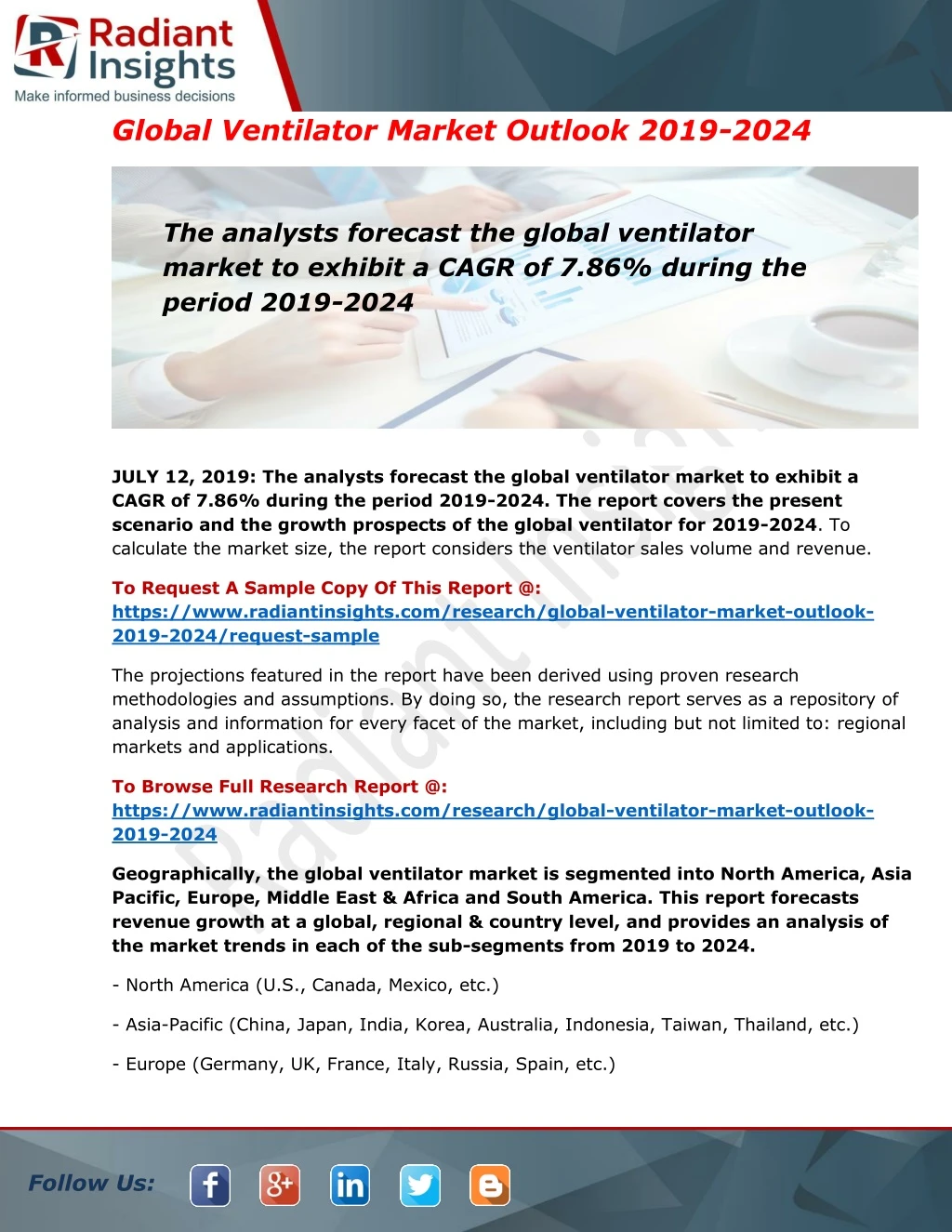 global ventilator market outlook 2019 2024