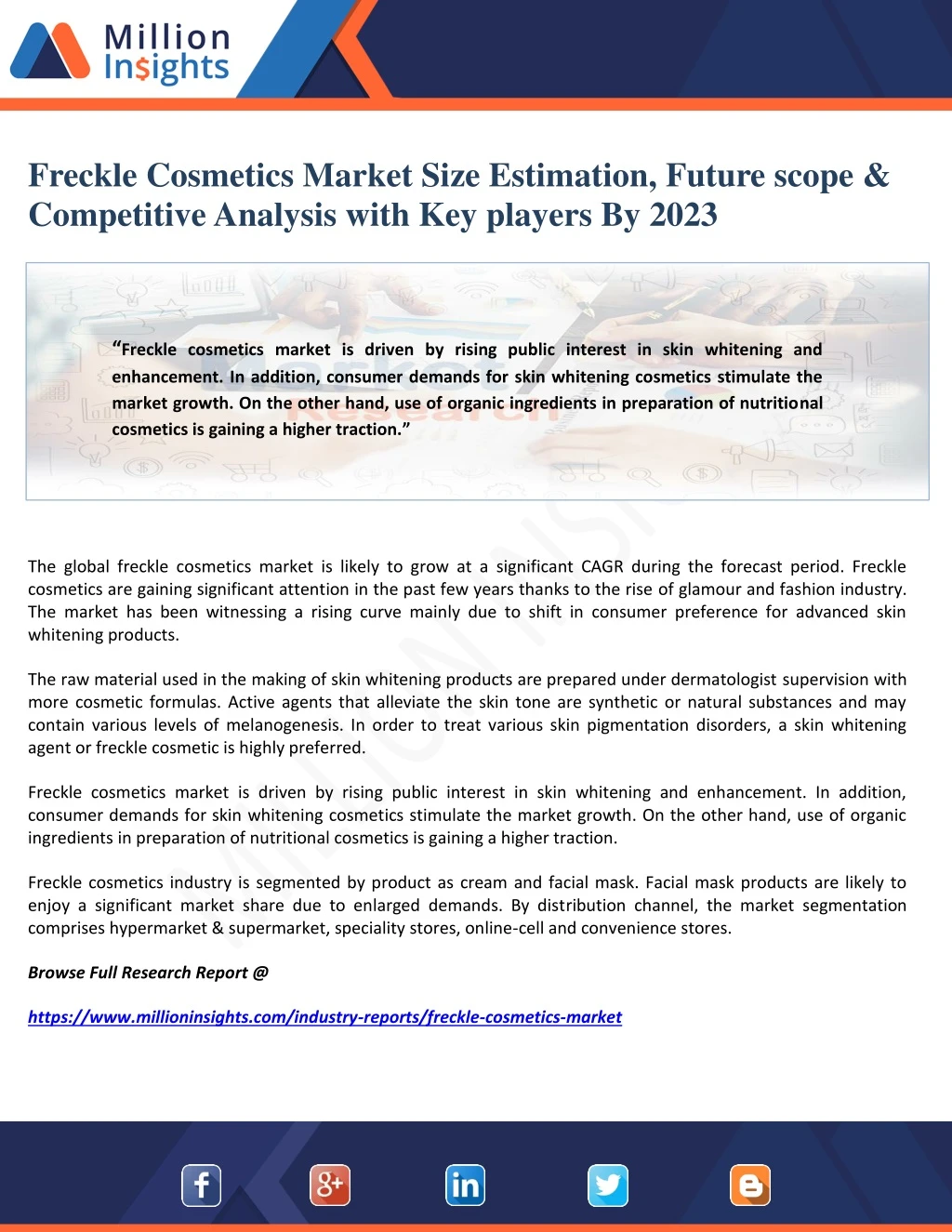 freckle cosmetics market size estimation future