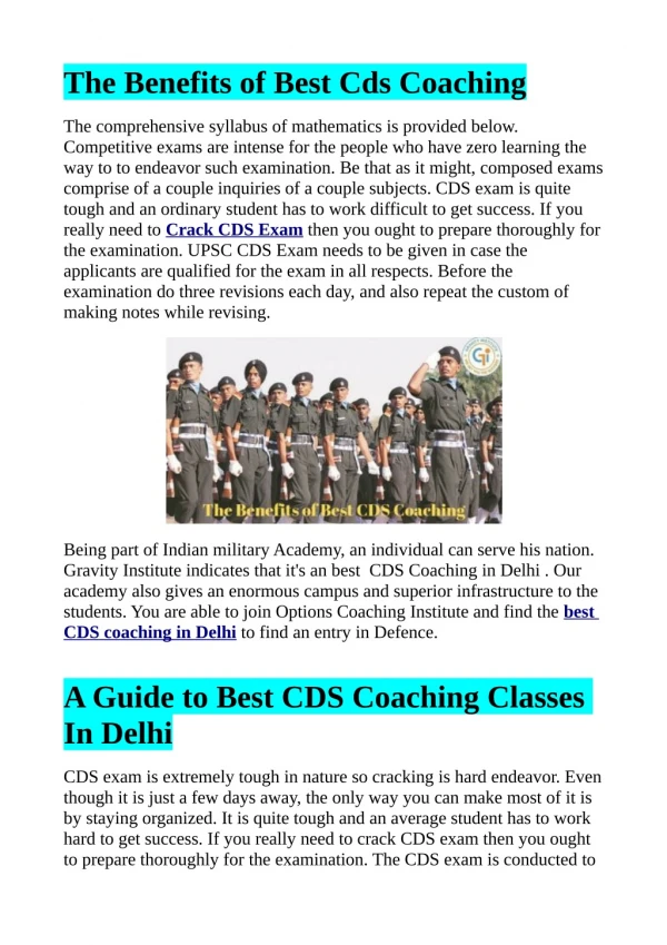 The Benefits of Best CDS Coaching