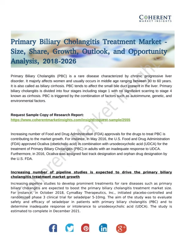Primary Biliary Cholangitis Treatment Market: Business Opportunities, Current Trends,Challenges in 2026