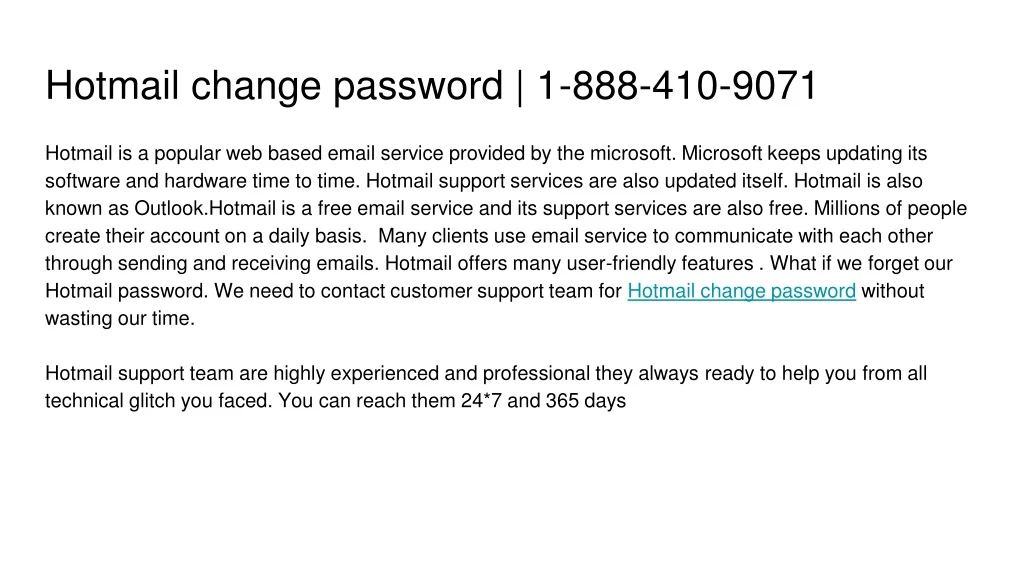 hotmail change password 1 888 410 9071