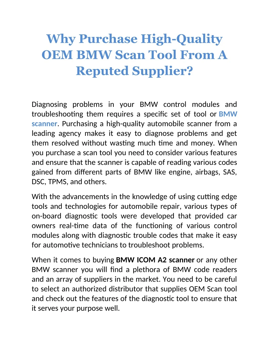 why purchase high quality oem bmw scan tool from