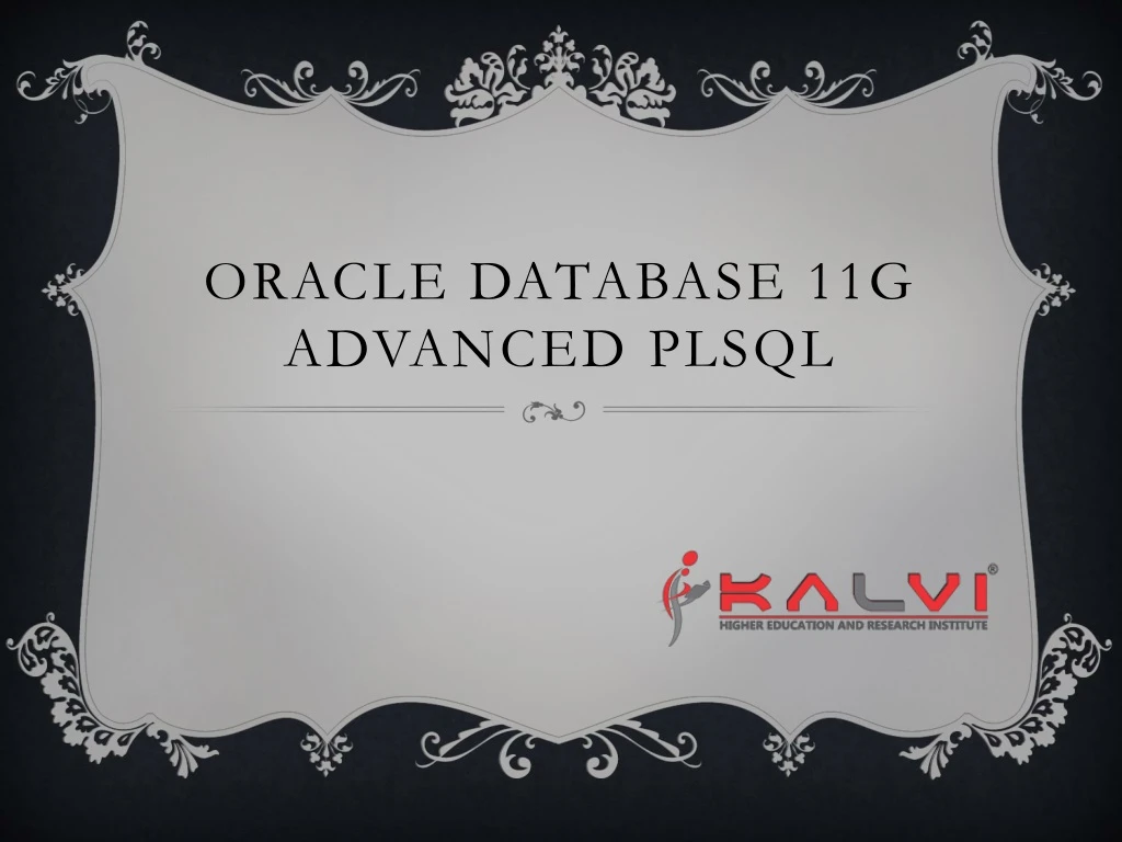 oracle database 11g advanced plsql