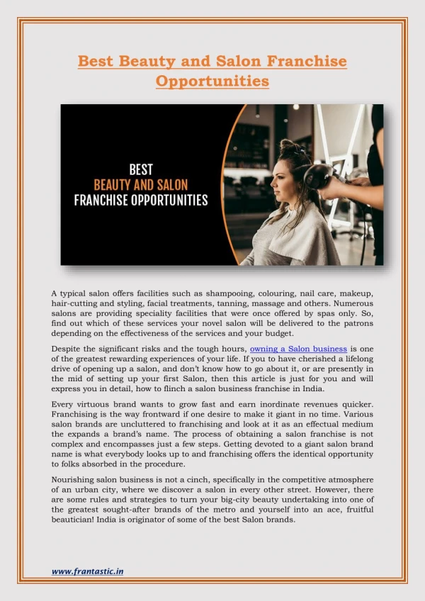 Best Beauty and Salon Franchise Opportunities